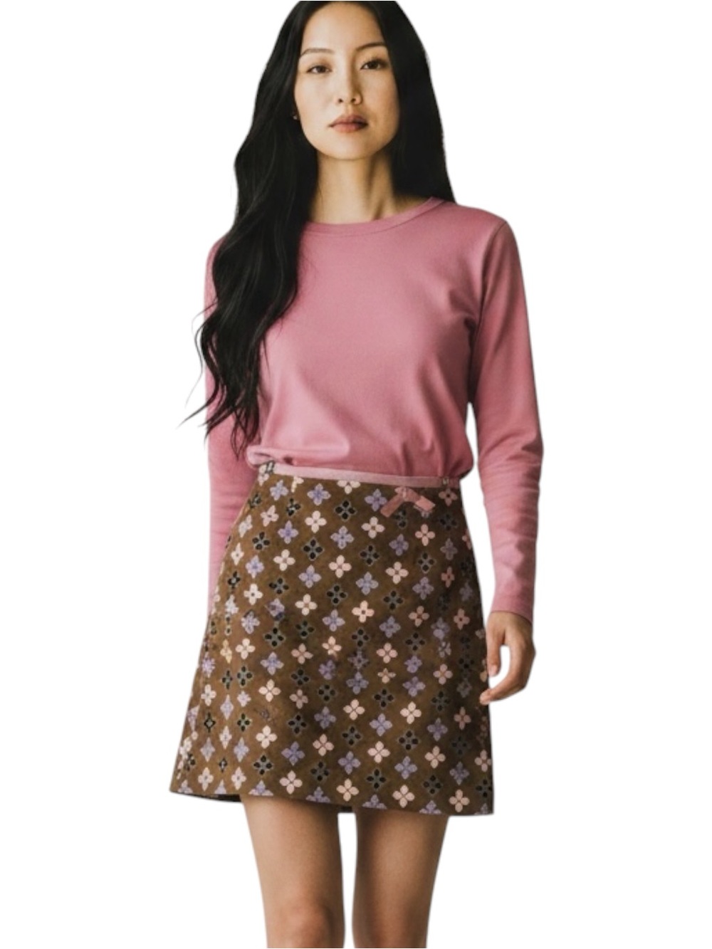 Anthropologie Etcetera Brown Pink Velvet Skirt NWT Size 2 CottageCore EuroGirl
